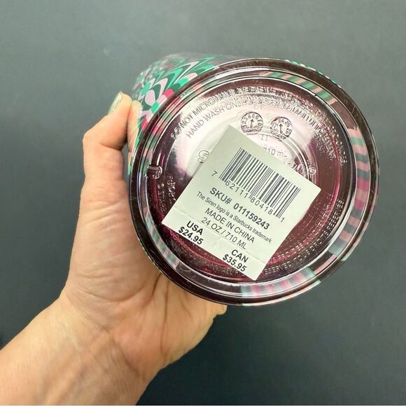 2024 Starbucks Green red Christmas thermal cup w/ ornament Silicone Straw Topper - Picture 6 of 7